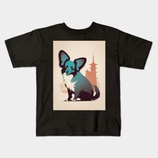 Papillon Dog 4 - Japanese Old Vintage Kids T-Shirt